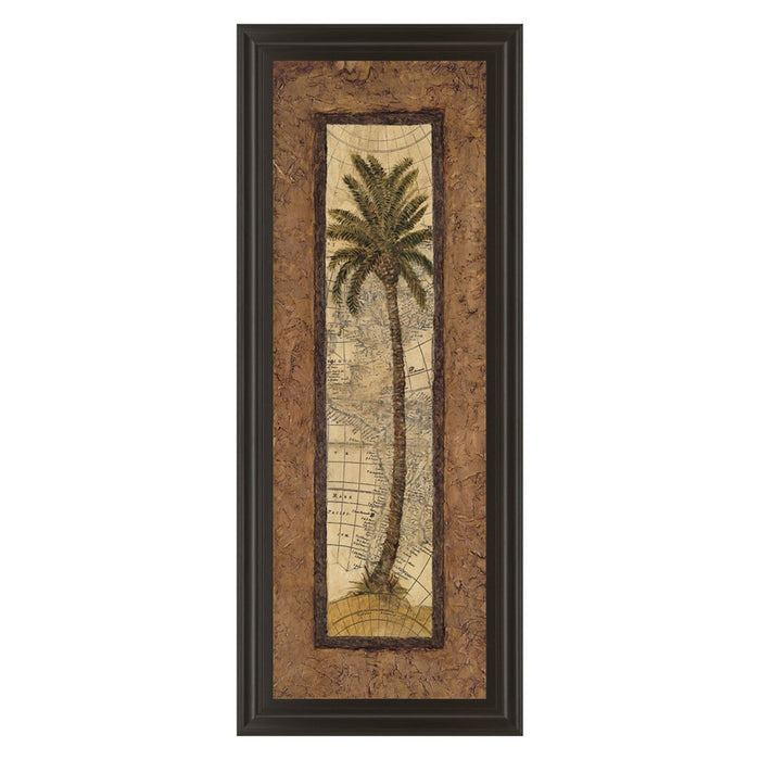 Classy Living Palm Map View Wall Art 18"x42", Dark Chocolate Frame