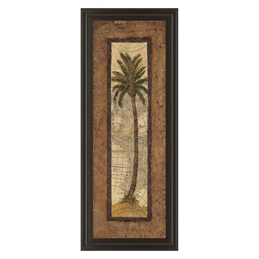 Classy Living Palm Map View Wall Art 18"x42", Dark Chocolate Frame