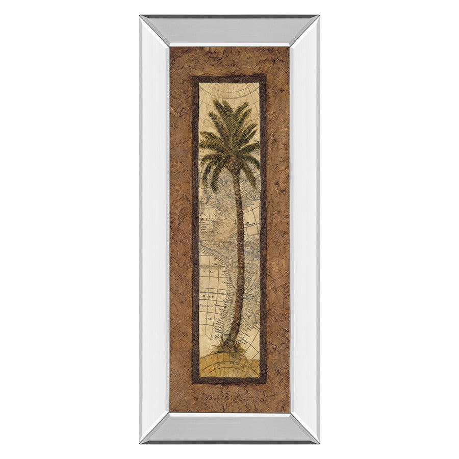 Classy Living Palm Map View Wall Art 18"x42", Mirrored Frame