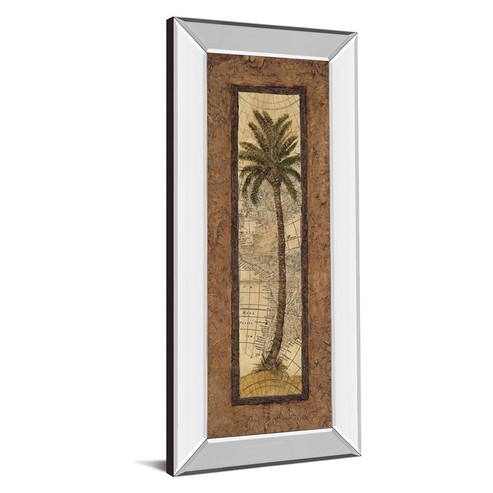 Classy Living Palm Map View Wall Art 18"x42", Mirrored Frame