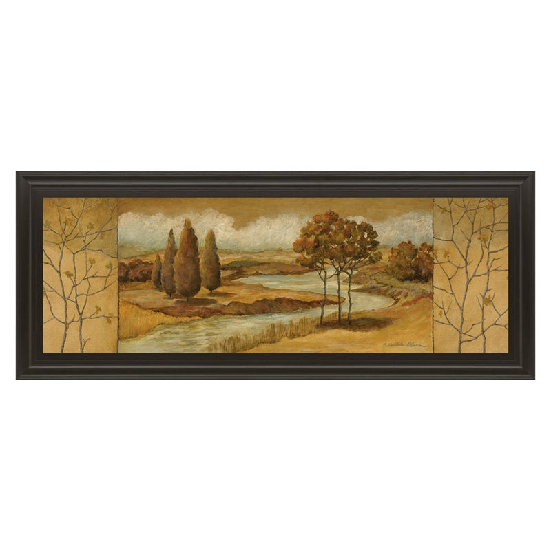 Classy Living Autumn River View Wall Art 42"x18", Dark Chocolate Frame