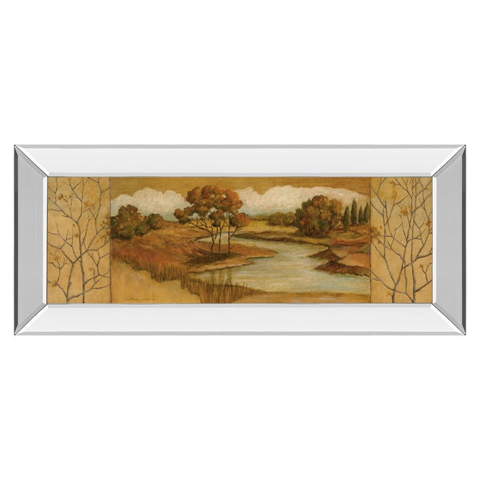 Classy Living Golden Meadow Stream Wall Art 42"x18", Mirrored Frame