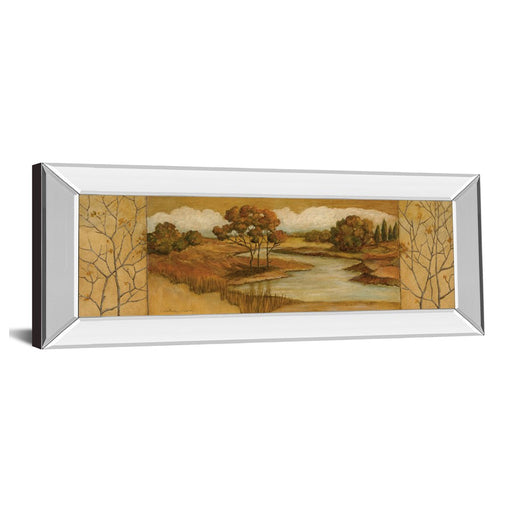 Classy Living Golden Meadow Stream Wall Art 42"x18", Mirrored Frame