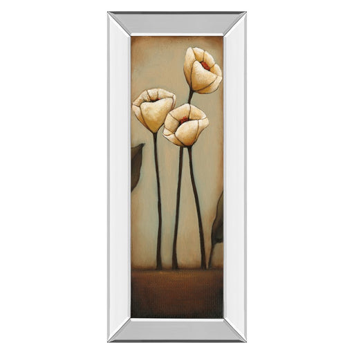 Classy Living Cream Blooms Wall Art 18"x42", Mirrored Frame - 1133MF