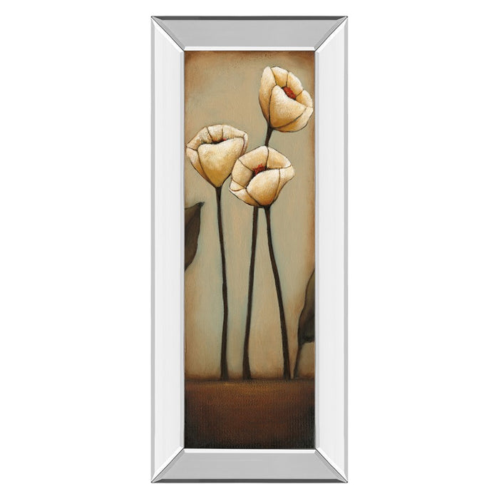 Classy Living Cream Blooms Wall Art 18"x42", Mirrored Frame - 1133MF