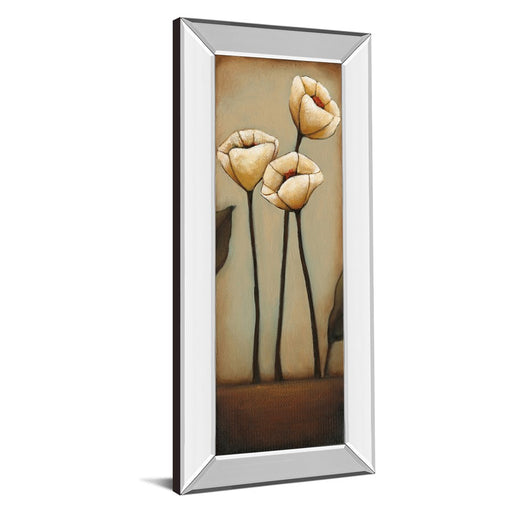 Classy Living Cream Blooms Wall Art 18"x42", Mirrored Frame