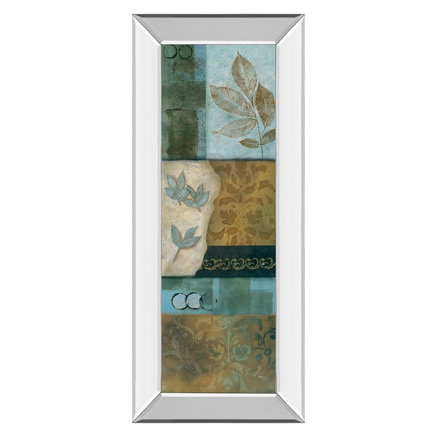 Classy Living Verdant Leaf Mosaic Wall Art 18"x42", Mirrored Frame