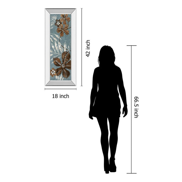 Classy Living Denim Garden Wall Art 18"x42", Mirrored Frame