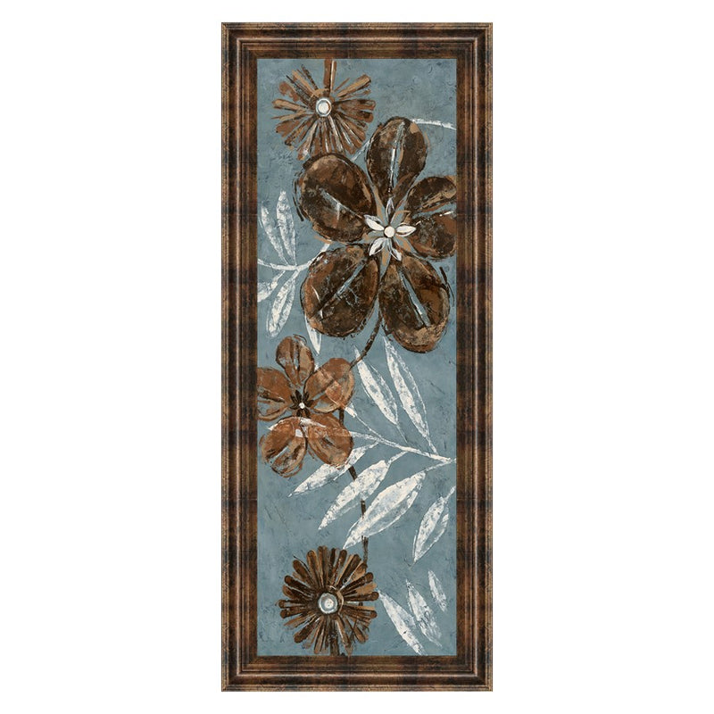 Classy Living Denim Garden II Wall Art 18"x42", Dark Chocolate Frame