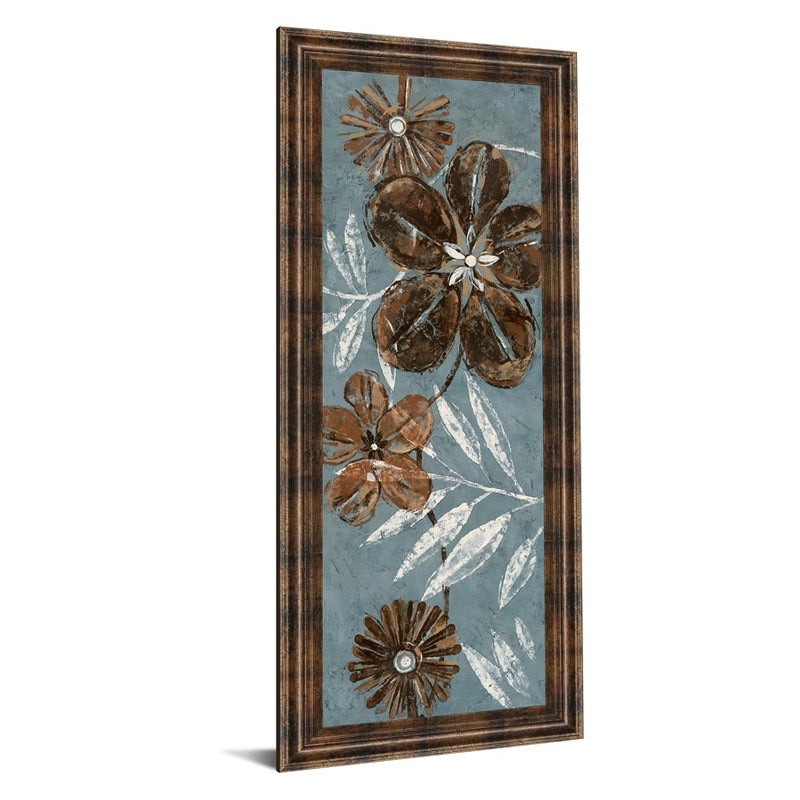Classy Living Denim Garden II Wall Art 18"x42", Dark Chocolate Frame