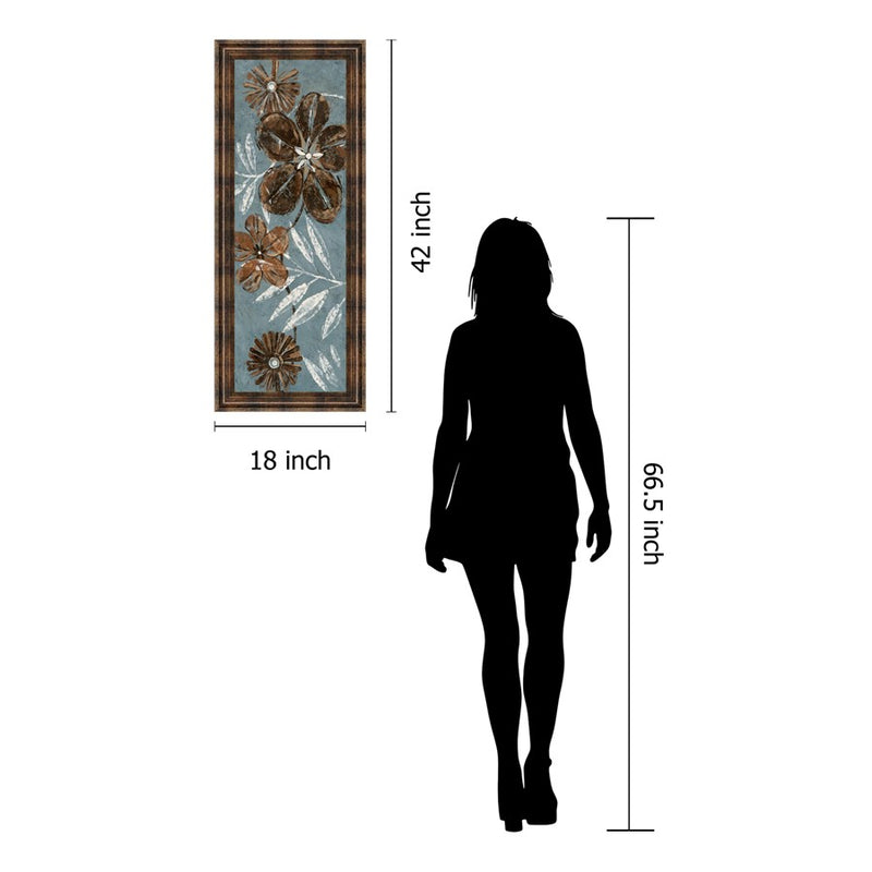 Classy Living Denim Garden II Wall Art 18"x42", Dark Chocolate Frame