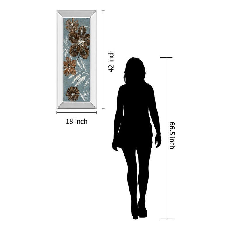 Classy Living Denim Garden II Wall Art 18"x42", Mirrored Frame