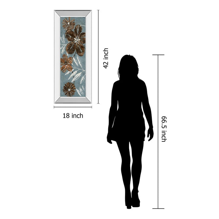 Classy Living Denim Garden II Wall Art 18"x42", Mirrored Frame