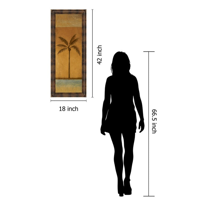Classy Living Golden Palm I Wall Art 18"x42", Dark Chocolate Frame