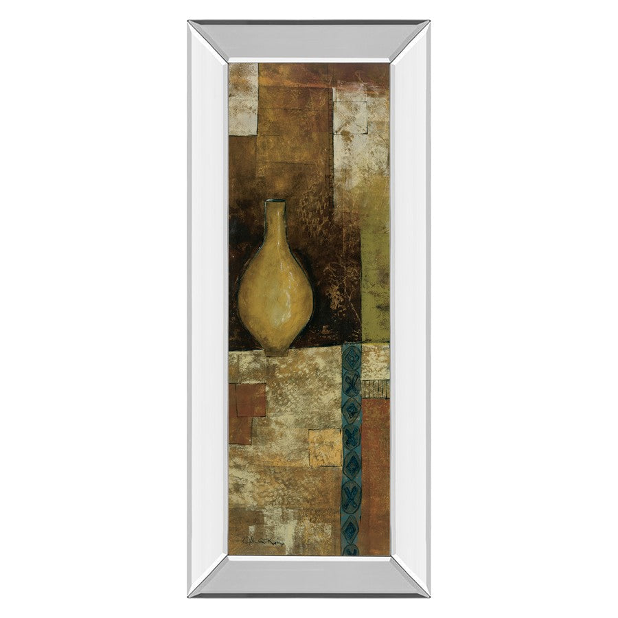 Classy Living Amber Vessel Mosaic Wall Art 18"x42", Mirrored Frame - 1260MF