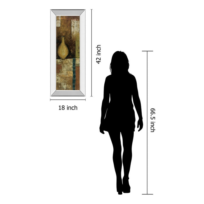 Classy Living Amber Vessel Mosaic Wall Art 18"x42", Mirrored Frame