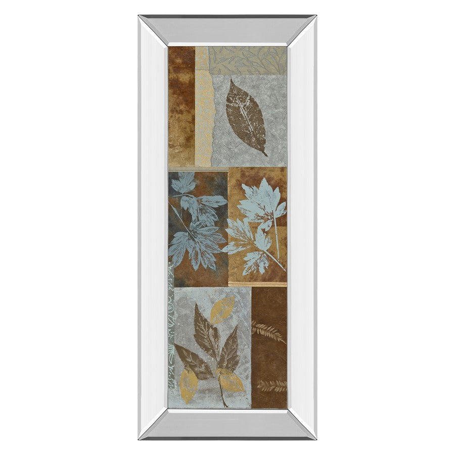 Classy Living Rustic Leaf Patchwork Wall Art 18"x42", Mirrored Frame