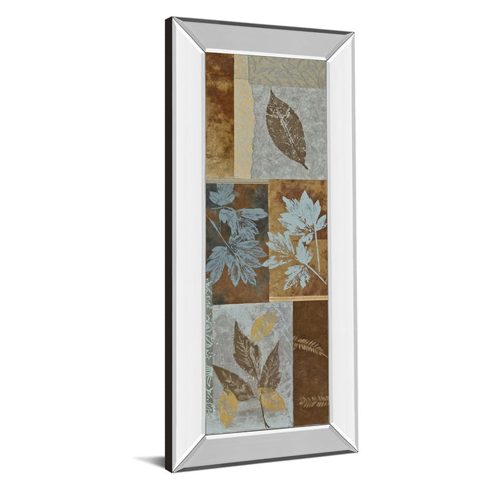 Classy Living Rustic Leaf Patchwork Wall Art 18"x42", Mirrored Frame