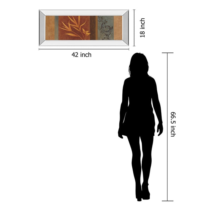 Classy Living Golden Foliage Blend Wall Art 42"x18", Mirrored Frame