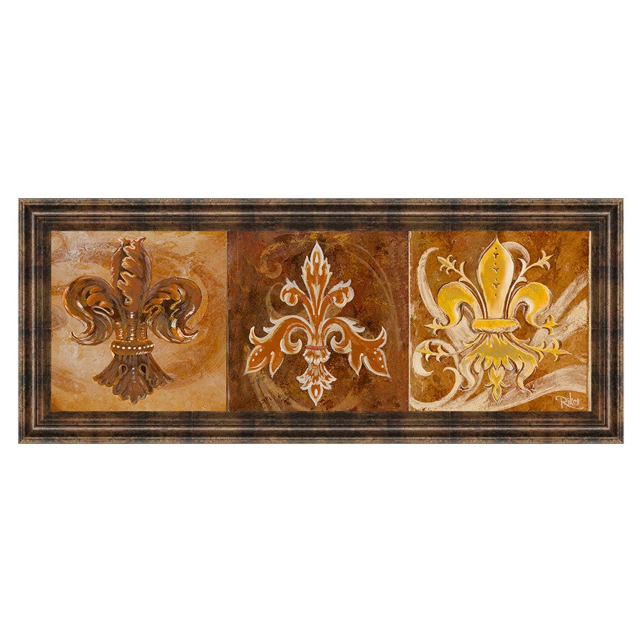 Classy Living Fleur De Lis Trio Wall Art 42"x18", Dark Chocolate Frame