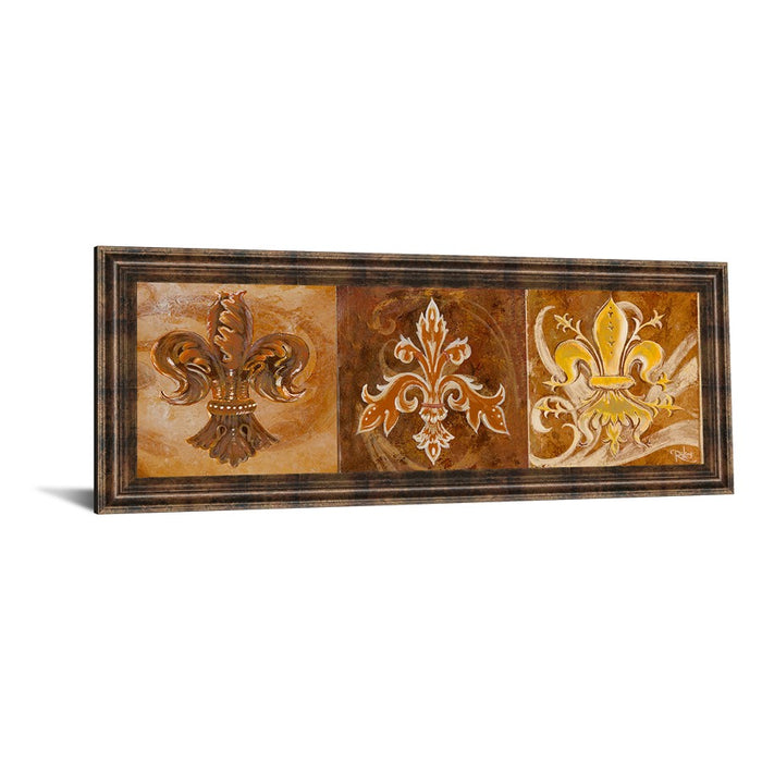 Classy Living Fleur De Lis Trio Wall Art 42"x18", Dark Chocolate Frame