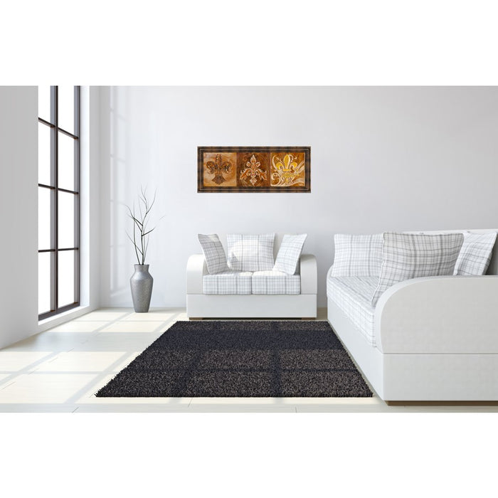 Classy Living Fleur De Lis Trio Wall Art 42"x18", Dark Chocolate Frame