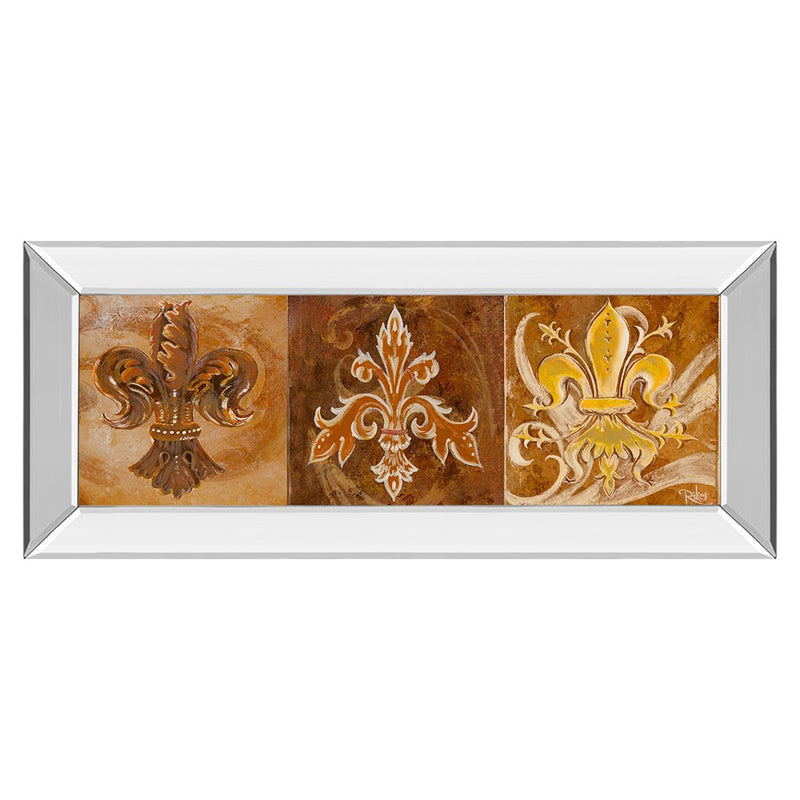 Classy Living Fleur De Lis Trio Wall Art 42"x18", Mirrored Frame