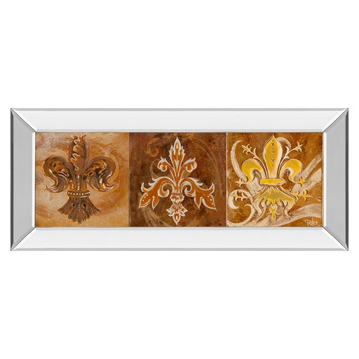 Classy Living Fleur De Lis Trio Wall Art 42"x18", Mirrored Frame - 1280MF