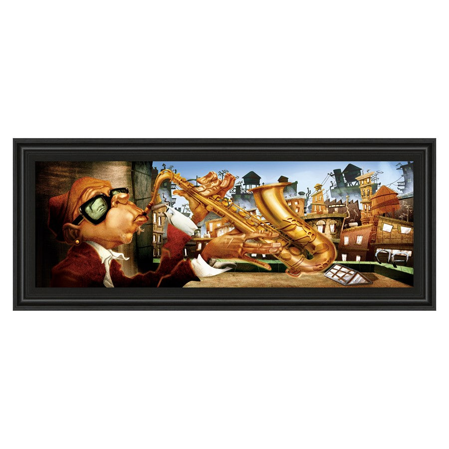 Classy Living Urban Saxophone Serenade Wall Art 42"x18", Midnight Aura