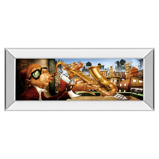 Classy Living Urban Saxophone Serenade Wall Art 42"x18", Mirrored Frame - 1297MF