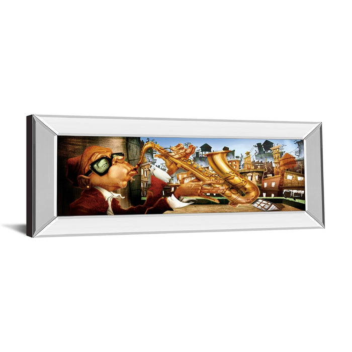 Classy Living Urban Saxophone Serenade Wall Art 42"x18", Mirrored Frame