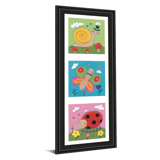Classy Living Whimsical Insects Trio Wall Art 18"x42", Midnight Frame