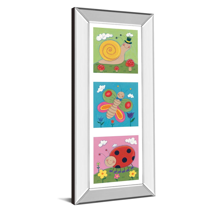 Classy Living Whimsical Insects Trio Wall Art 18"x42", Mirrored Frame