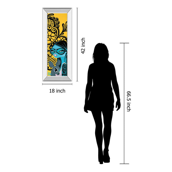 Classy Living Ink Chiffon II Wall Art 18"x42", Mirrored Frame