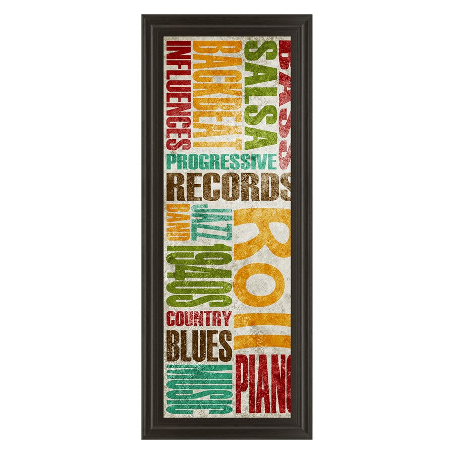Classy Living Retro Groove Typography Wall Art 18"x42", Chocolate Frame