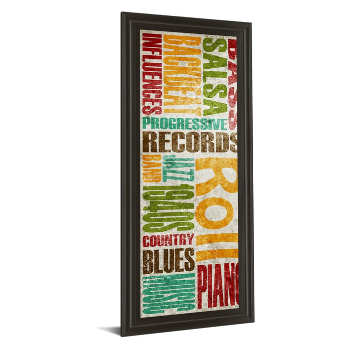 Classy Living Retro Groove Typography Wall Art 18"x42", Chocolate Frame