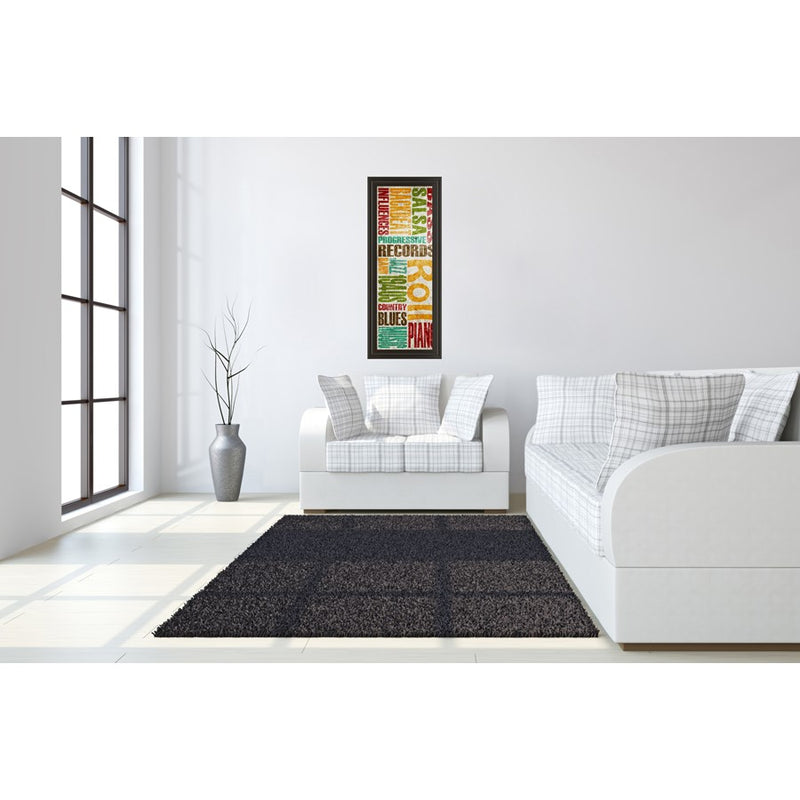 Classy Living Retro Groove Typography Wall Art 18"x42", Chocolate Frame
