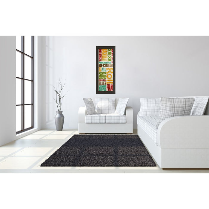 Classy Living Retro Groove Typography Wall Art 18"x42", Chocolate Frame