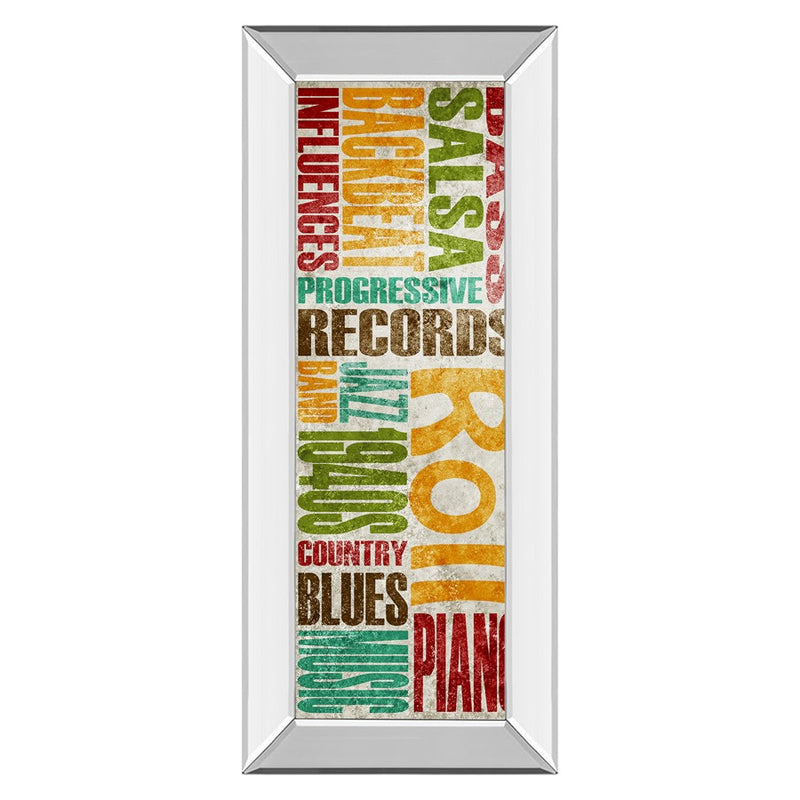 Classy Living Retro Groove Typography Wall Art 18"x42", Mirrored Frame