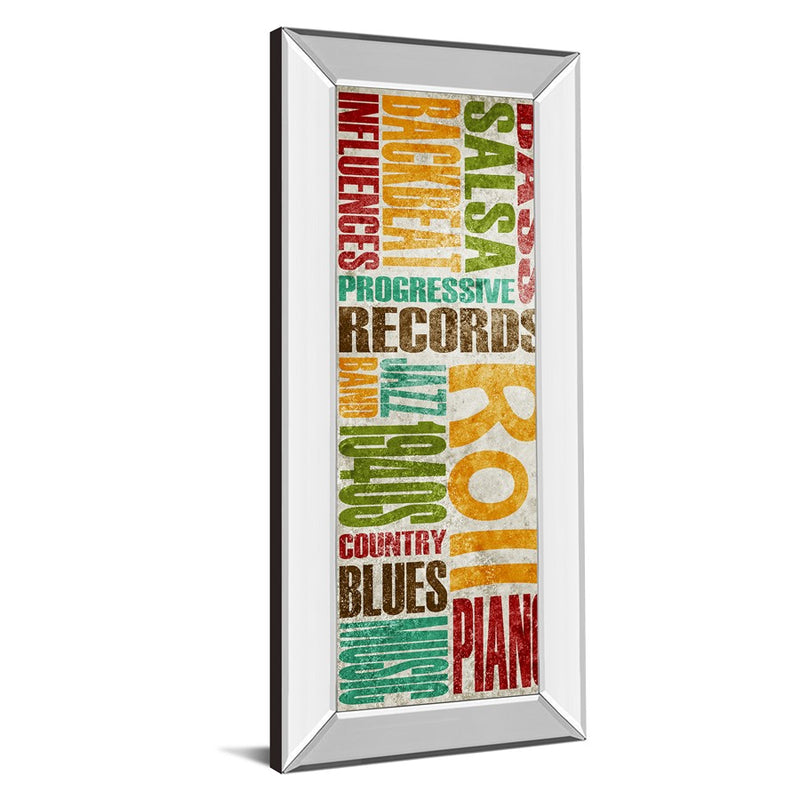 Classy Living Retro Groove Typography Wall Art 18"x42", Mirrored Frame