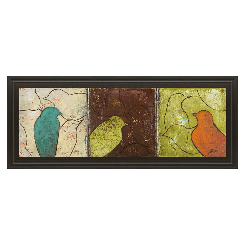 Classy Living Trio of Birds Wall Art 42"x18", Dark Chocolate Frame