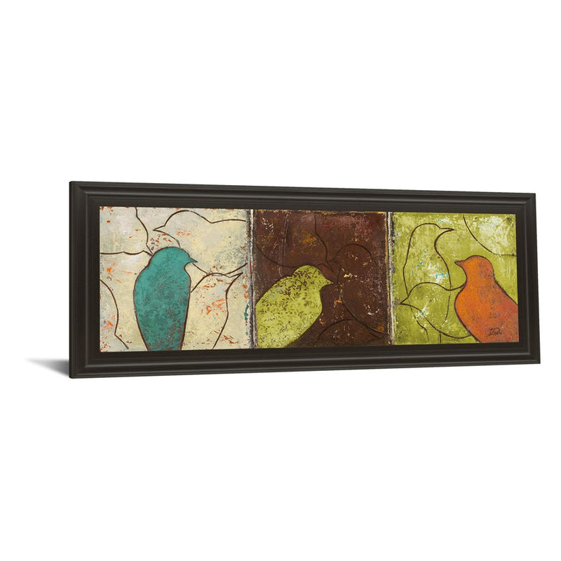 Classy Living Trio of Birds Wall Art 42"x18", Dark Chocolate Frame