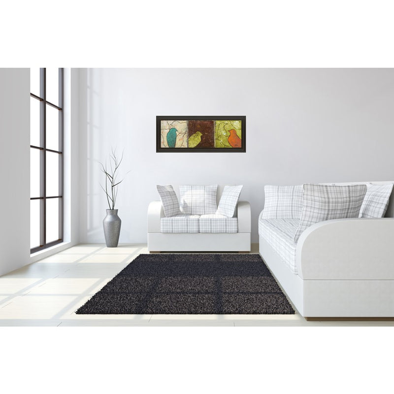 Classy Living Trio of Birds Wall Art 42"x18", Dark Chocolate Frame
