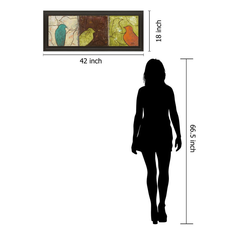 Classy Living Trio of Birds Wall Art 42"x18", Dark Chocolate Frame