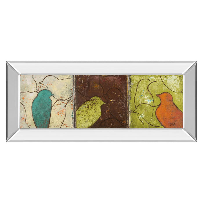 Classy Living Trio of Birds Wall Art 42"x18", Mirrored Frame