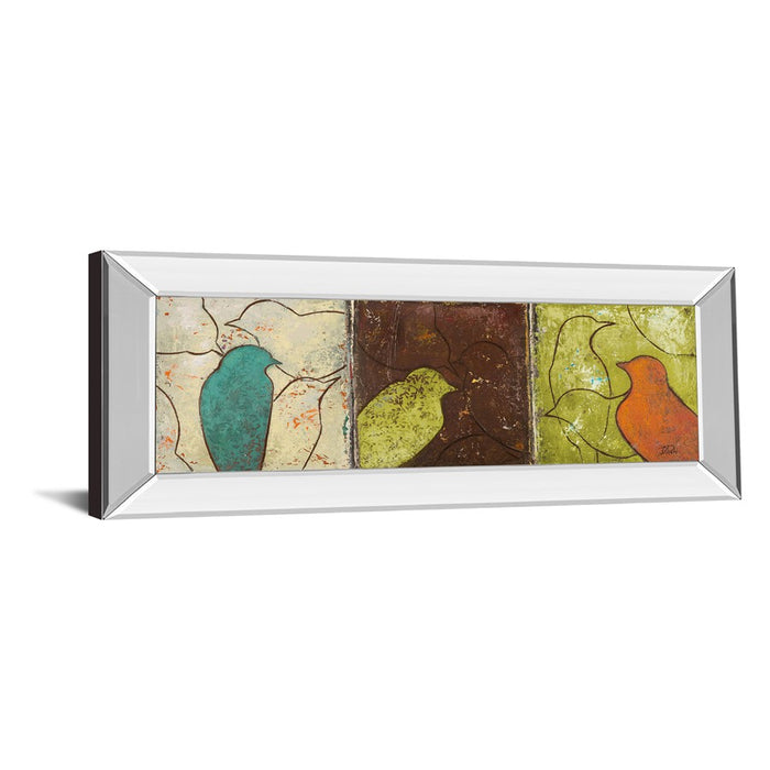 Classy Living Trio of Birds Wall Art 42"x18", Mirrored Frame