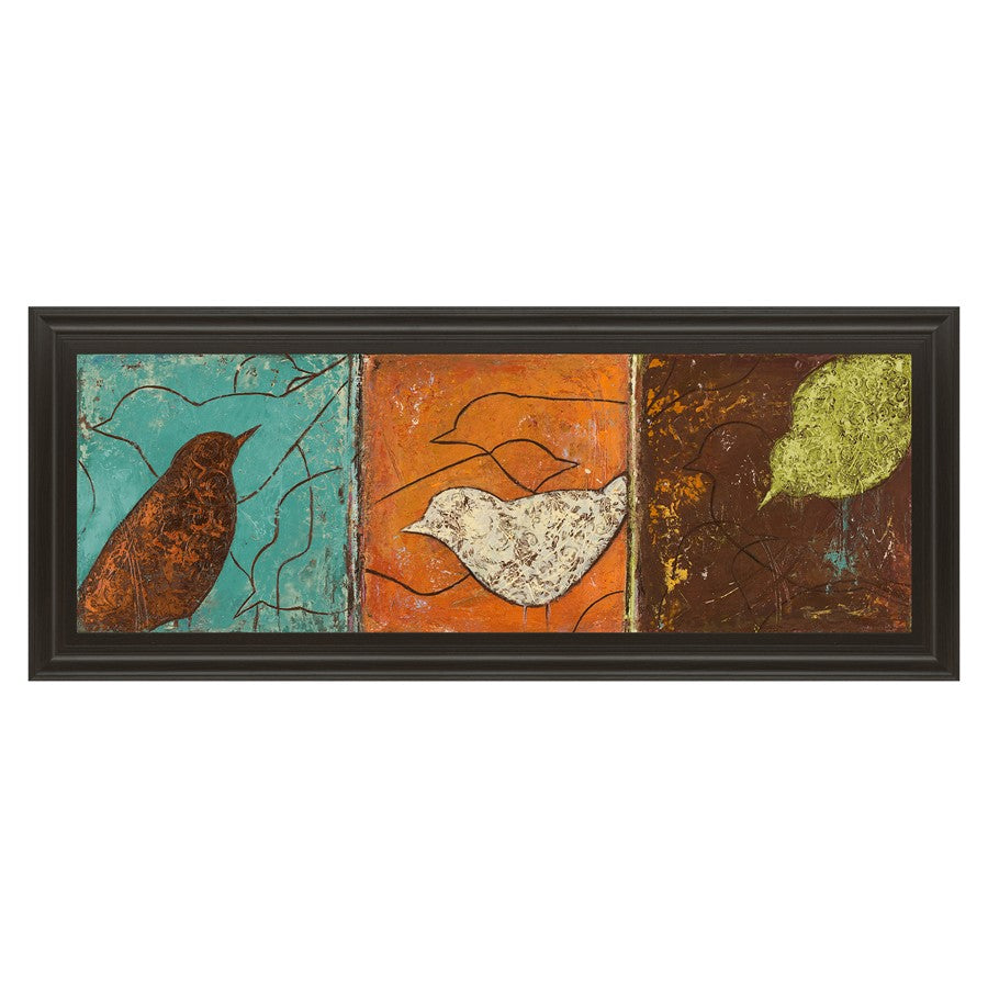 Classy Living Serene Birds Trio Wall Art 42"x18", Dark Chocolate Frame