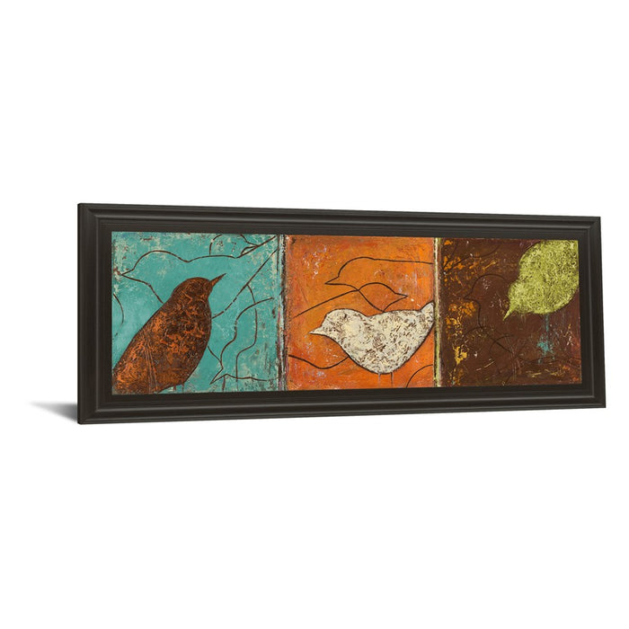 Classy Living Serene Birds Trio Wall Art 42"x18", Dark Chocolate Frame
