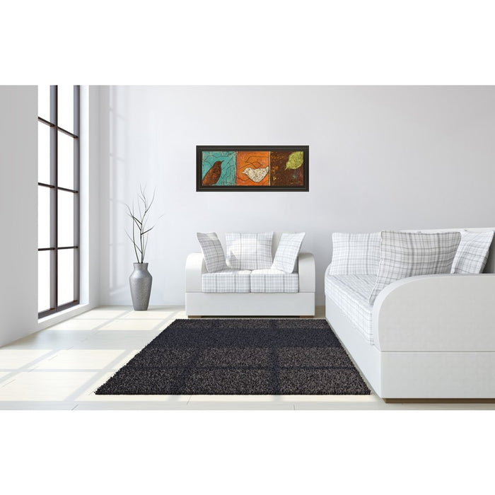 Classy Living Serene Birds Trio Wall Art 42"x18", Dark Chocolate Frame