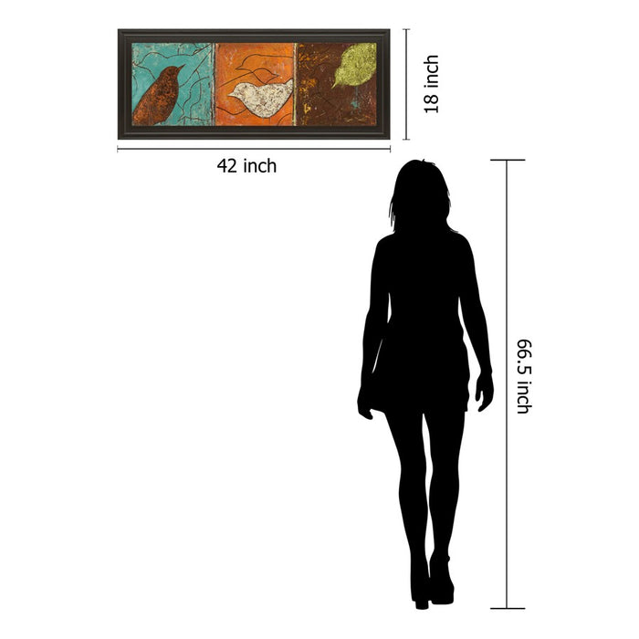 Classy Living Serene Birds Trio Wall Art 42"x18", Dark Chocolate Frame